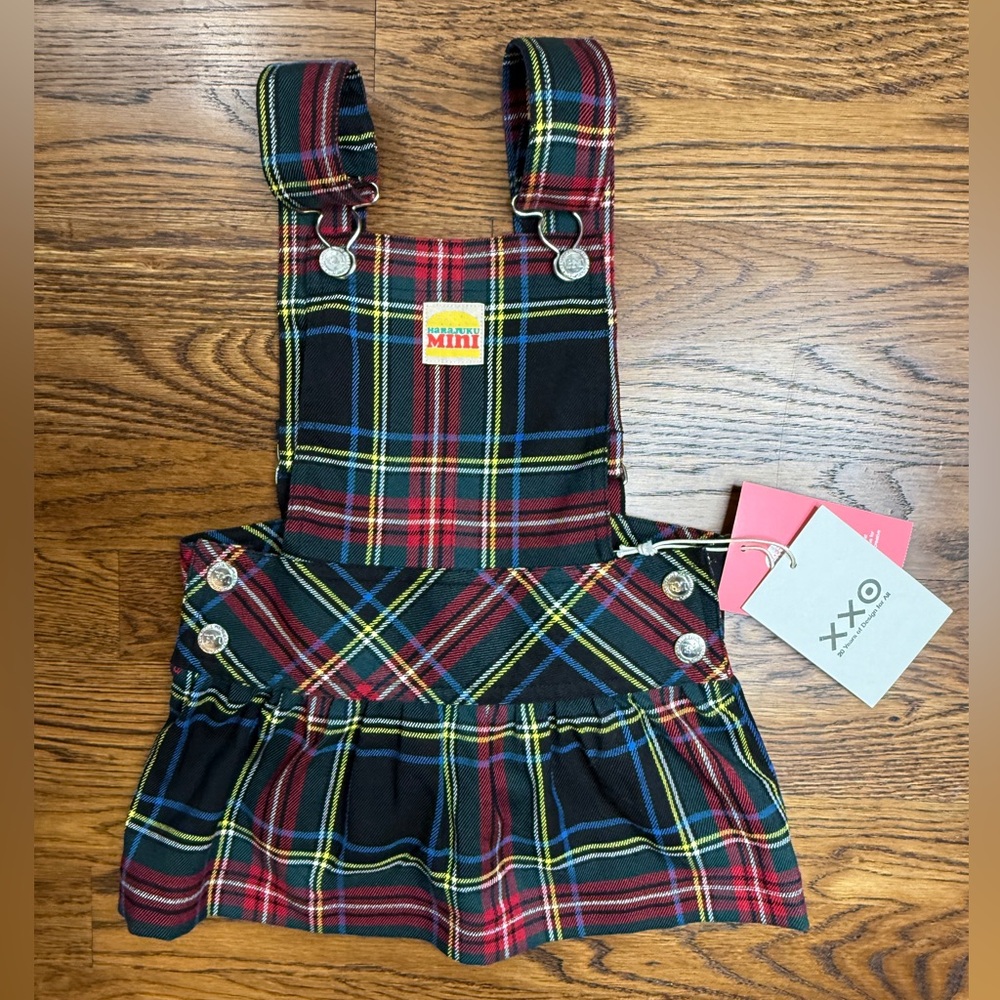 NWT Girls Harajuku Mini Gwen Stefani Tartan Plaid Kids Pinafore Dress 2T